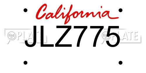 JLZ775 California License Plate