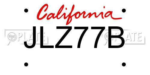 JLZ77B California License Plate