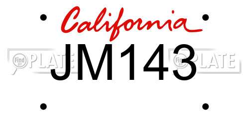 JM143 California License Plate