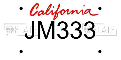 JM333 California License Plate