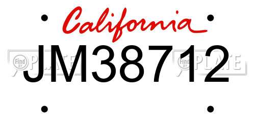 JM38712 California License Plate