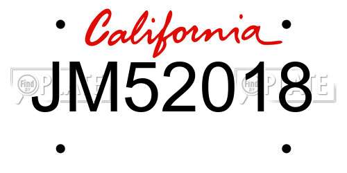 JM52018 California License Plate