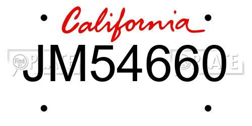 JM54660 California License Plate