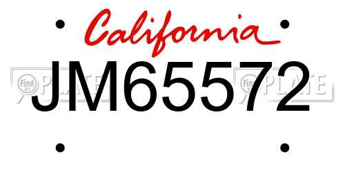 JM65572 California License Plate