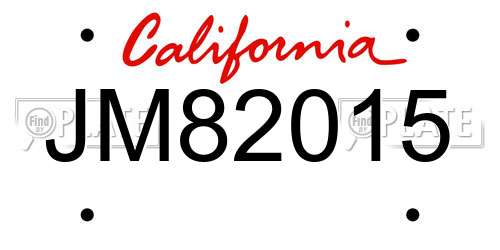 JM82015 California License Plate