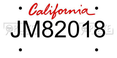 JM82018 California License Plate