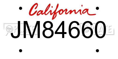 JM84660 California License Plate