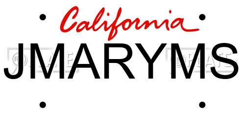 JMARYMS California License Plate