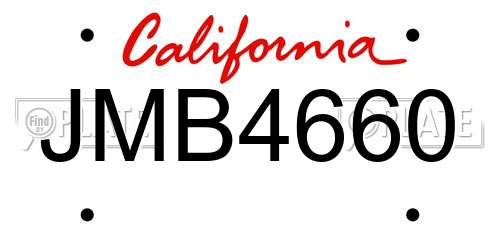 JMB4660 California License Plate