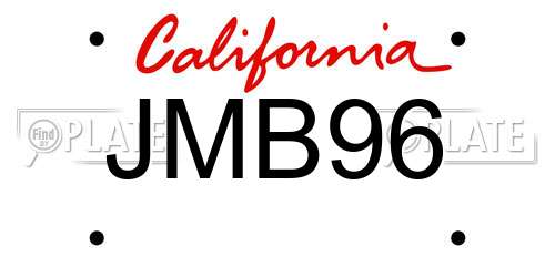 JMB96 California License Plate