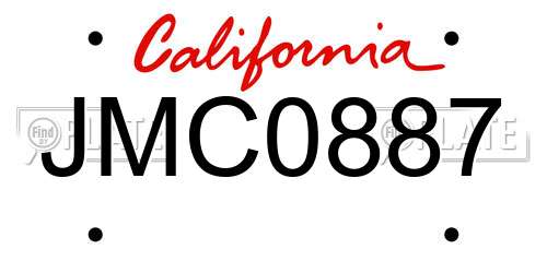 JMC0887 California License Plate