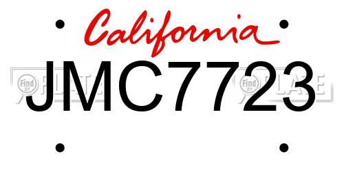 JMC7723 California License Plate