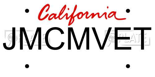 JMCMVET California License Plate