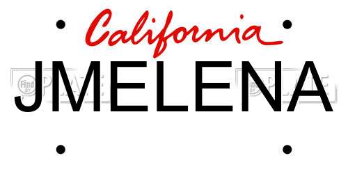 JMELENA California License Plate