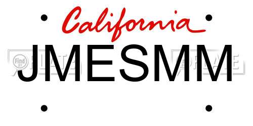 JMESMM California License Plate