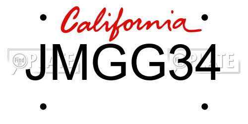 JMGG34 California License Plate
