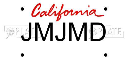 JMJMD California License Plate