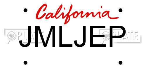 JMLJEP California License Plate