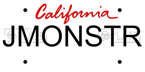 JMONSTR California License Plate