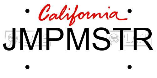 JMPMSTR California License Plate