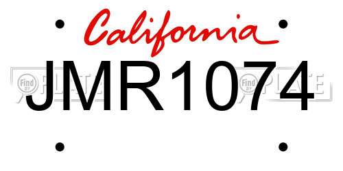 JMR1074 California License Plate
