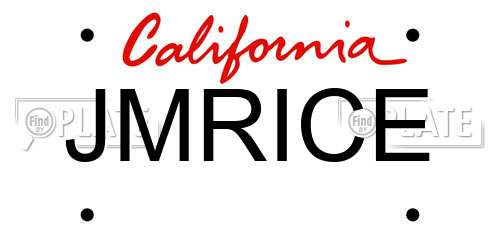 JMRICE California License Plate