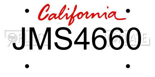 JMS4660 California License Plate