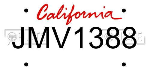 JMV1388 California License Plate