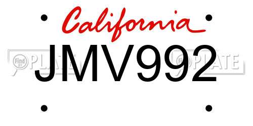 JMV992 California License Plate