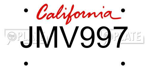 JMV997 California License Plate