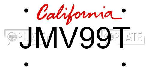 JMV99T California License Plate