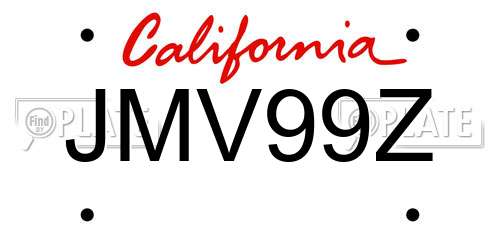 JMV99Z California License Plate