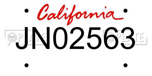 JN02563 California License Plate