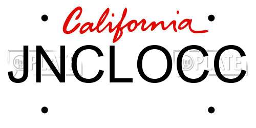 JNCLOCC California License Plate