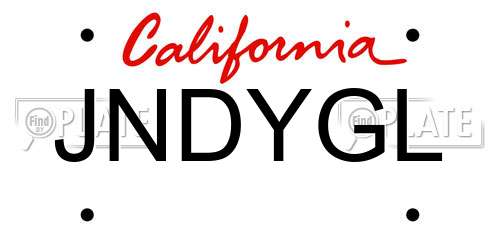 JNDYGL California License Plate