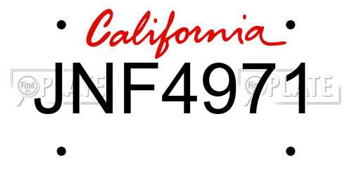 JNF4971 California License Plate