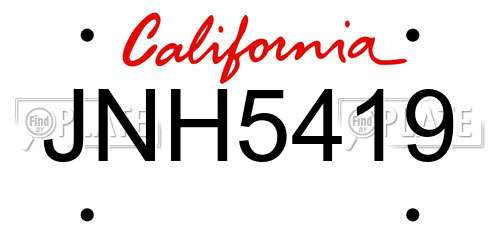 JNH5419 California License Plate