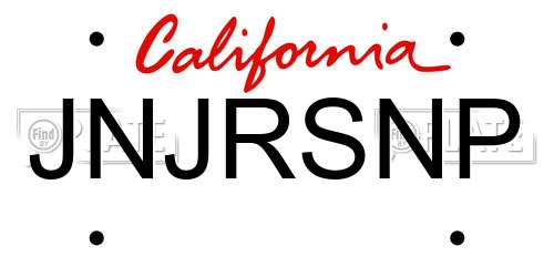 JNJRSNP California License Plate