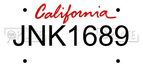 JNK1689 California License Plate