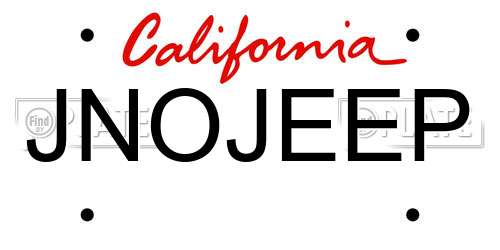 JNOJEEP California License Plate