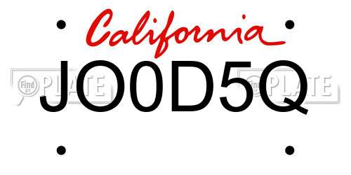 JO0D5Q California License Plate