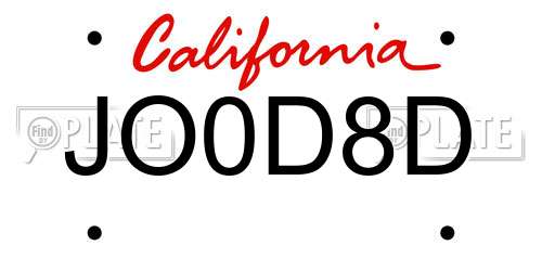 JO0D8D California License Plate