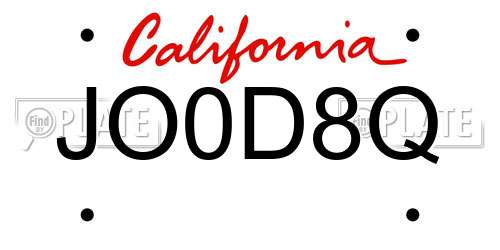 JO0D8Q California License Plate