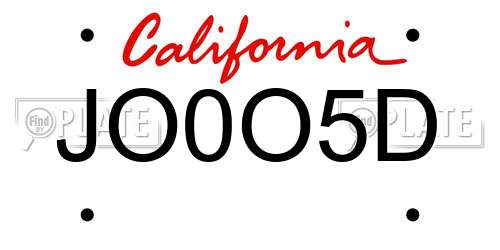 JO0O5D California License Plate