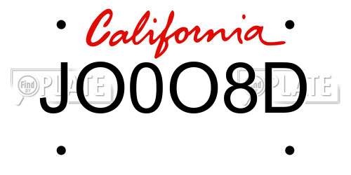 JO0O8D California License Plate