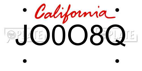 JO0O8Q California License Plate