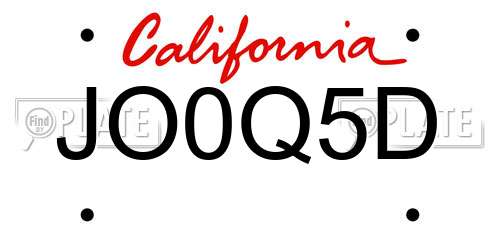 JO0Q5D California License Plate
