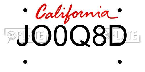 JO0Q8D California License Plate