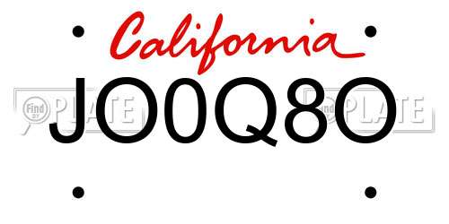 JO0Q8O California License Plate
