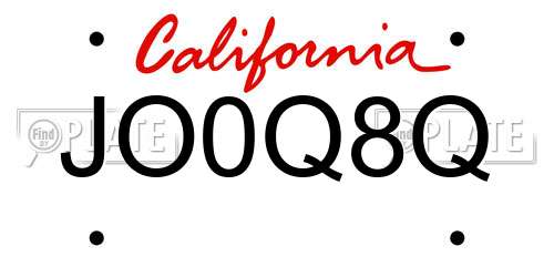 JO0Q8Q California License Plate